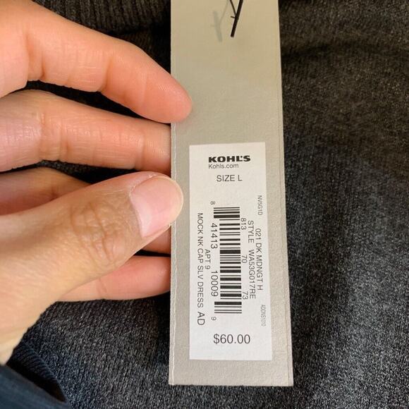 Apt. 9 Dress Womens L Large Charcoal Mock Neck Cap Sleeve Studded Knit Sheath - Picture 8 of 11